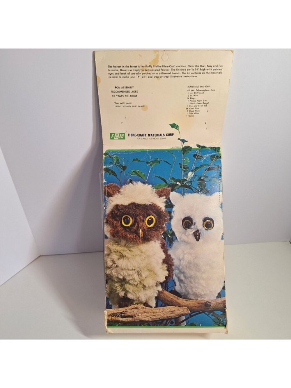 Oscar The Owl Kit 2126 14" Fibre Arts DIY Craft Vintage 70s FCM New Makes 1 Owl - Picture 6 of 10